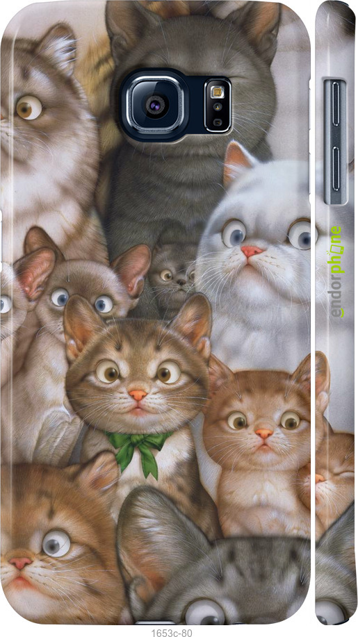 

3D пластиковий матовий чохол "Коти" для Samsung Galaxy S6 G920