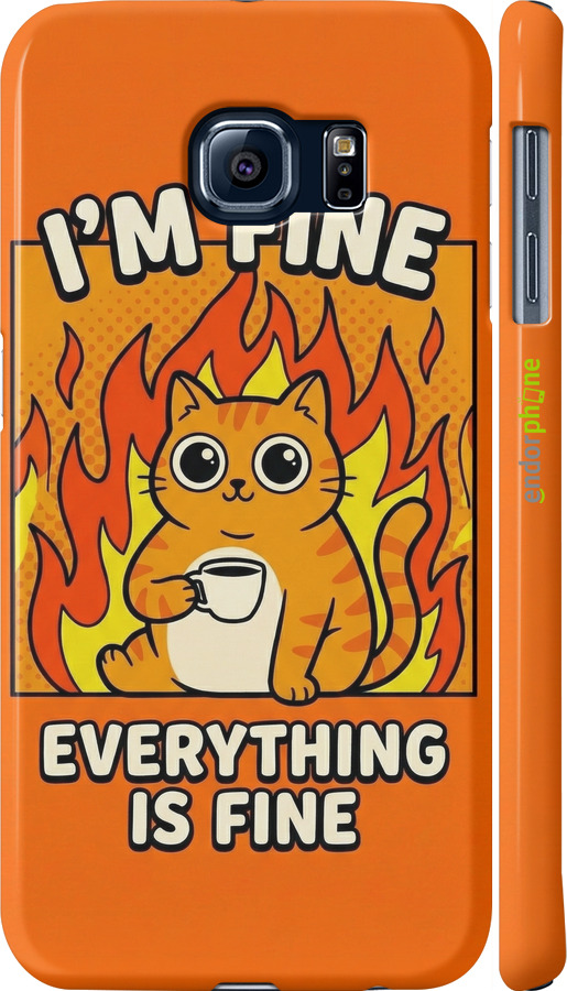 3D пластиковый матовый чехол Funny Cat для Samsung Galaxy S6 G920 - 6786m-80 изображение 