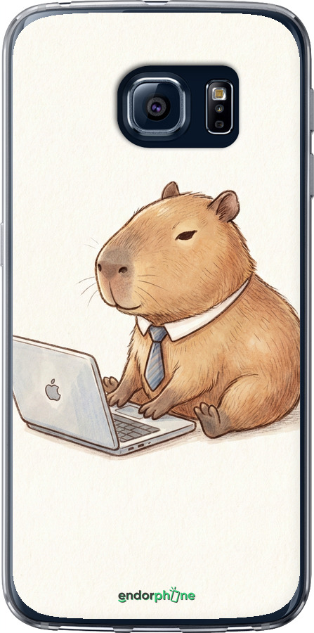 2D пластиковый чехол Funny Capybara CEO Working для Samsung Galaxy S6 G920 - 6777t-80 изображение 
