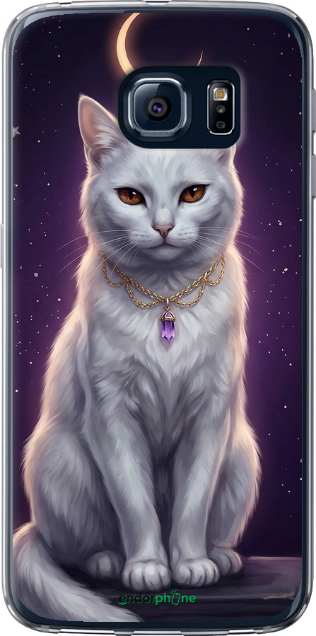 Силіконовий чехол Mystic White Cat Gothic Dark Purple Gold для Samsung Galaxy S6 G920 - 6805u-80 изображение 