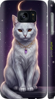 3D пластиковый матовый чехол Mystic White Cat Gothic Dark Purple Gold для Samsung Galaxy S7 G930F - 6805m-106 изображение 