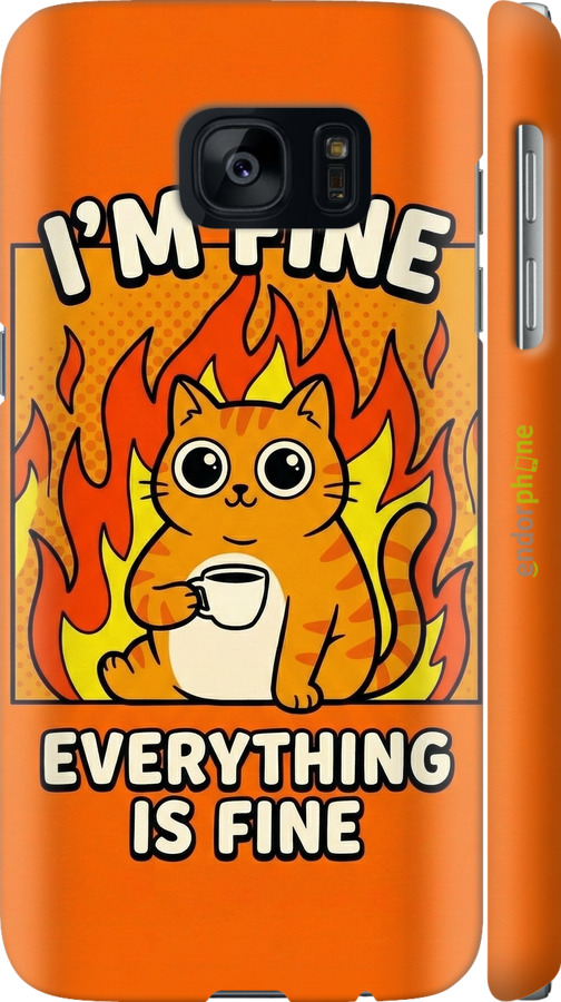3D пластиковий матовий чехол Funny Cat для Samsung Galaxy S7 G930F - 6786m-106 изображение 