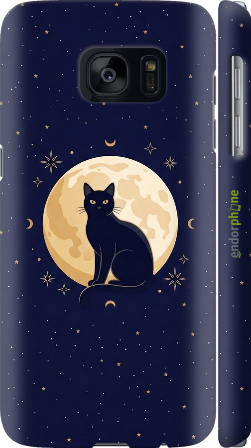 3D пластиковий матовий чехол Cute Cat Celestial/Witchy для Samsung Galaxy S7 G930F - 6787m-106 изображение 