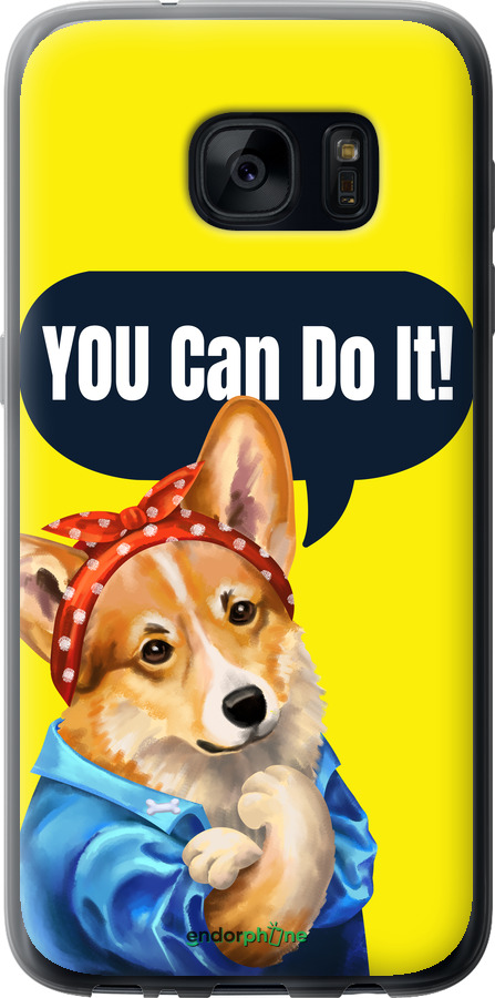 Силиконовый чехол чехол с корги You Can Do It для Samsung Galaxy S7 G930F - 6184u-106 изображение 