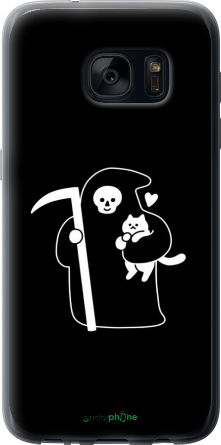 2D пластиковый чехол Минималистичный арт: смерть и кошка для Samsung Galaxy S7 G930F - 6529t-106 изображение 