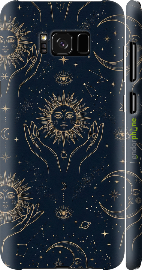 3D пластиковый матовый чехол Celestial Harmony: Sun & Moon Gold Mystic Pattern для Samsung Galaxy S8 Plus - 6778m-817 изображение 