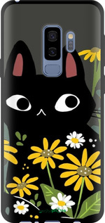 TPU чехол Черный кот с цветами для Samsung Galaxy S9 Plus - 6448b-1365 изображение 