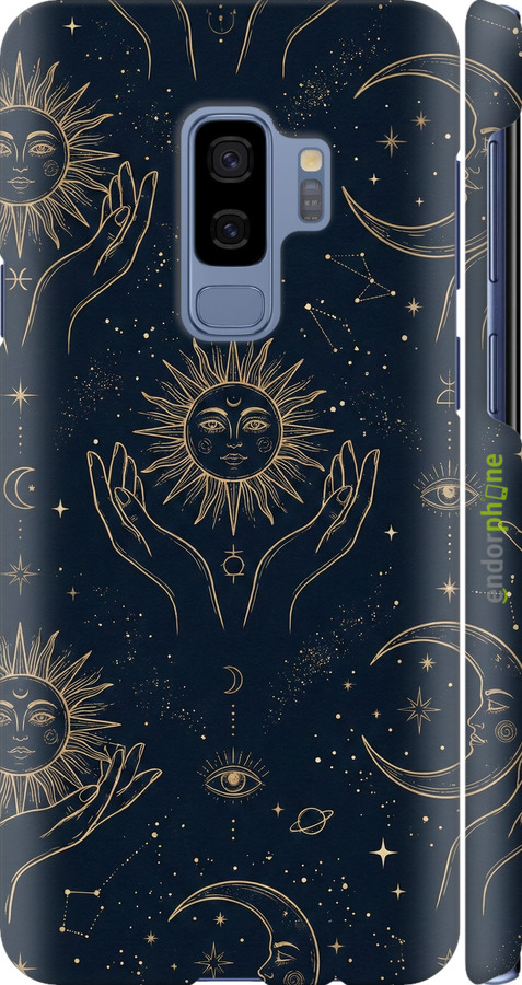 3D пластиковый глянцевый чехол Celestial Harmony: Sun & Moon Gold Mystic Pattern для Samsung Galaxy S9 Plus - 6778c-1365 изображение 