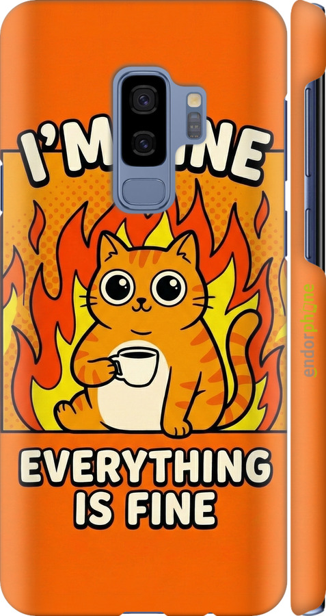 3D пластиковый глянцевый чехол Funny Cat для Samsung Galaxy S9 Plus - 6786c-1365 изображение 