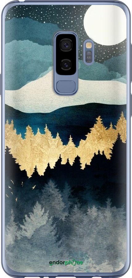 2D пластиковый чехол Ночной пейзаж с лесом и горами для Samsung Galaxy S9 Plus - 6493t-1365 изображение 