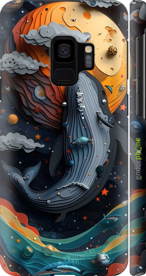 3D пластиковый матовый чехол Кит в космосе для Samsung Galaxy S9 - 6328m-1355 изображение 