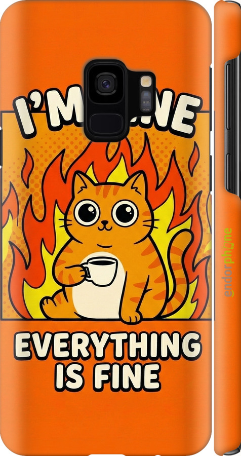 3D пластиковый глянцевый чехол Funny Cat для Samsung Galaxy S9 - 6786c-1355 изображение 