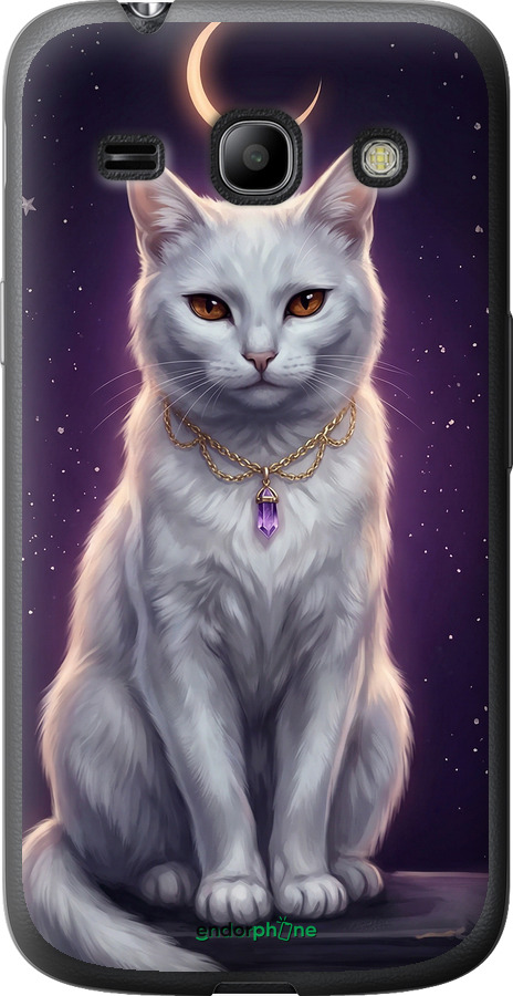 Силиконовый чехол Mystic White Cat Gothic Dark Purple Gold для Samsung Galaxy Core Plus G3500 - 6805u-359 изображение 