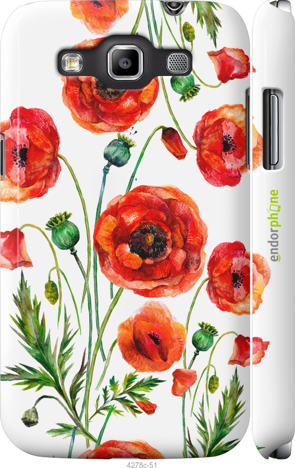 3D пластиковый глянцевый чехол Нарисованные маки для Samsung Galaxy Win i8552 - 4278c-51 изображение 