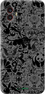 Силиконовый чехол Чёрно-серый стикер бомбинг для Samsung Galaxy Xcover 6 Pro - 2432u-2918 изображение 