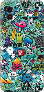Силиконовый чехол Стикер бомбинг 1 для Samsung Galaxy Xcover 6 Pro - 693u-2918 изображение 