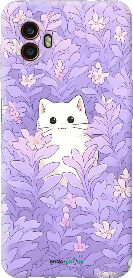 Силиконовый чехол Котик в цветах для Samsung Galaxy Xcover 6 Pro - 6390u-2918 изображение 