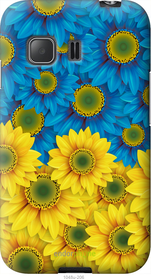 Силиконовый чехол Жёлто-голубые цветы для Samsung Galaxy Young 2 G130h - 1048u-206 изображение 
