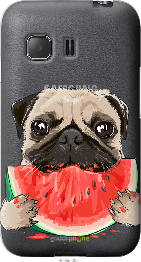 Силиконовый чехол Мопс и арбуз для Samsung Galaxy Young 2 G130h - 4665u-206 изображение 