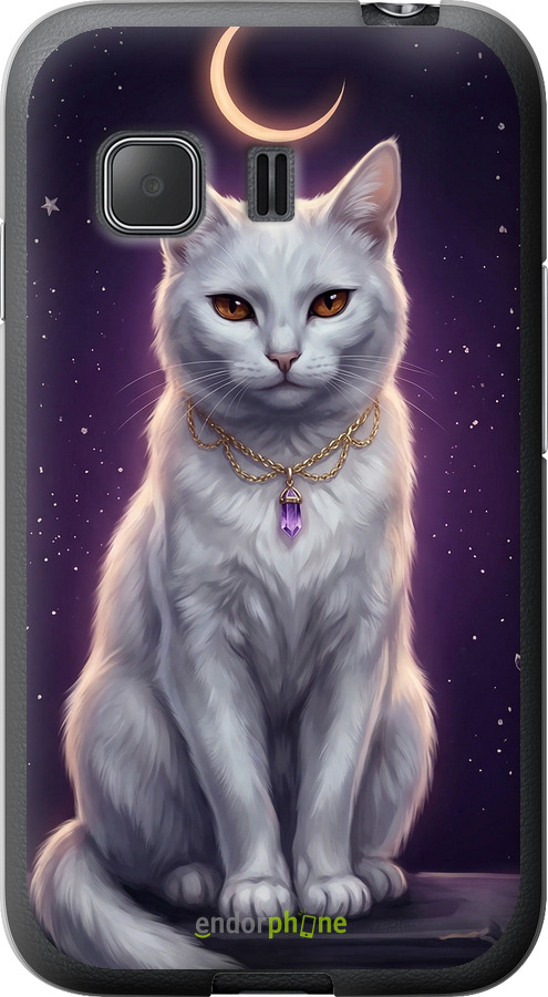 Силиконовый чехол Mystic White Cat Gothic Dark Purple Gold для Samsung Galaxy Young 2 G130h - 6805u-206 изображение 