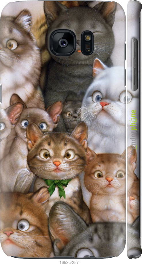 

3D пластиковий матовий чохол "Коти" для Samsung Galaxy S7 Edge G935F