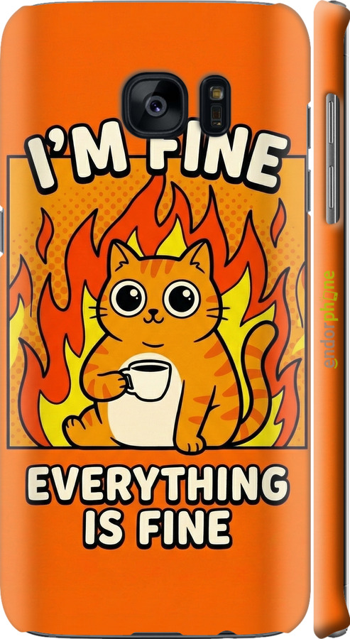 3D пластиковый матовый чехол Funny Cat для Samsung Galaxy S7 Edge G935F - 6786m-257 изображение 