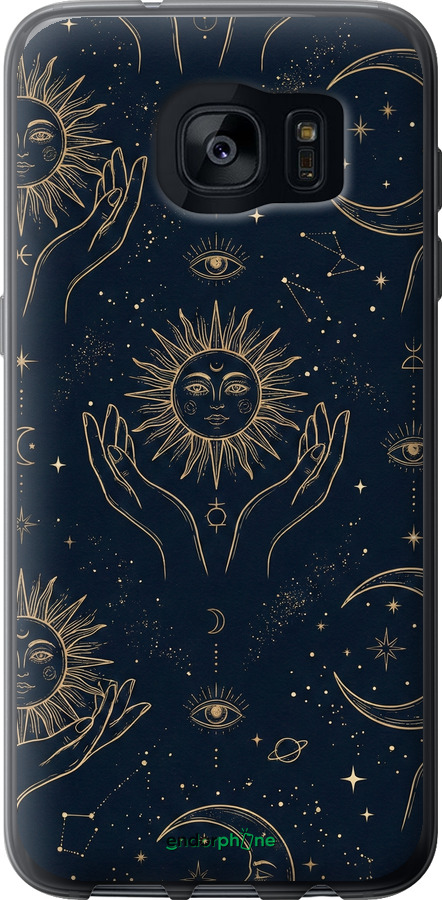 2D пластиковый чехол Celestial Harmony: Sun & Moon Gold Mystic Pattern для Samsung Galaxy S7 Edge G935F - 6778t-257 изображение 