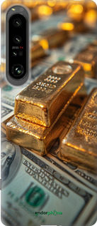 Силиконовый чехол Слитки и доллары для Sony Xperia 1 IV - 6105u-2787 изображение 