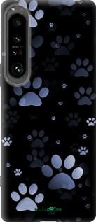Силиконовый чехол С синими отпечатками лап для Sony Xperia 1 IV - 6441u-2787 изображение 
