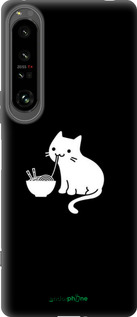 Силиконовый чехол С милым котом на черном фоне для Sony Xperia 1 IV - 6528u-2787 изображение 