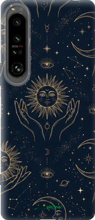 Силиконовый чехол Celestial Harmony: Sun & Moon Gold Mystic Pattern для Sony Xperia 1 IV - 6778u-2787 изображение 