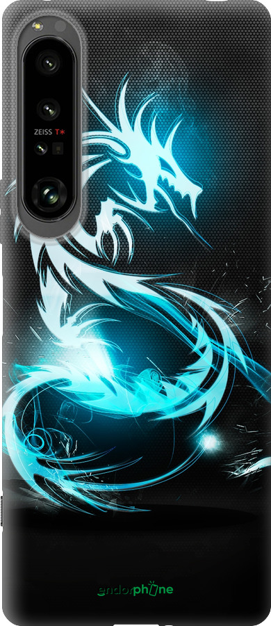 Силиконовый чехол Бело-голубой огненный дракон для Sony Xperia 1 IV - 113u-2787 изображение 