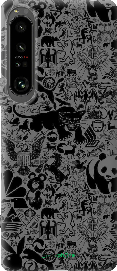 Силиконовый чехол Чёрно-серый стикер бомбинг для Sony Xperia 1 IV - 2432u-2787 изображение 