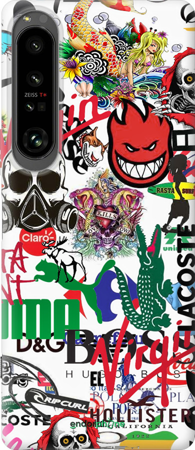 Силиконовый чехол Many different logos для Sony Xperia 1 IV - 4022u-2787 изображение 