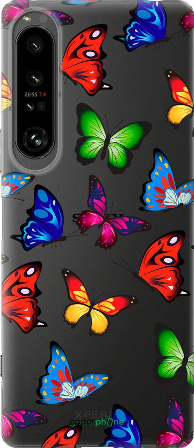 Силиконовый чехол Красочные мотыльки для Sony Xperia 1 IV - 4761u-2787 изображение 