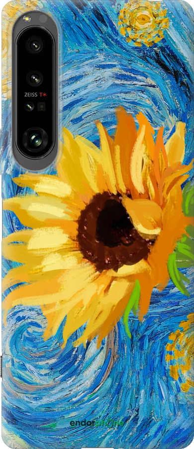 Силиконовый чехол Цветы желто-голубые для Sony Xperia 1 IV - 5308u-2787 изображение 