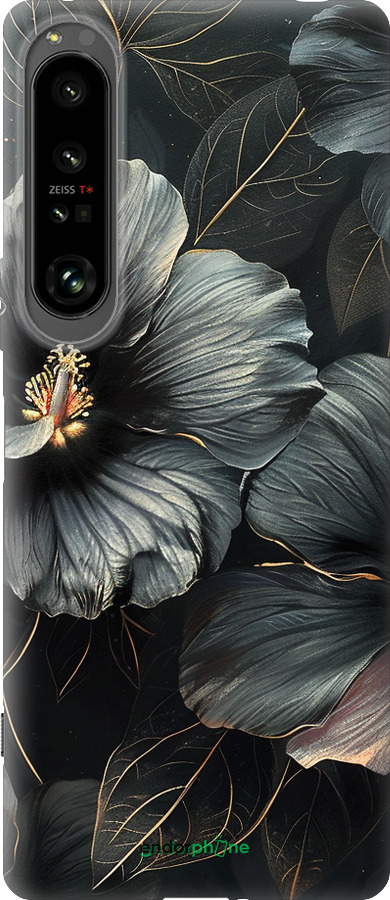 Силиконовый чехол Черные цветы для Sony Xperia 1 IV - 6031u-2787 изображение 