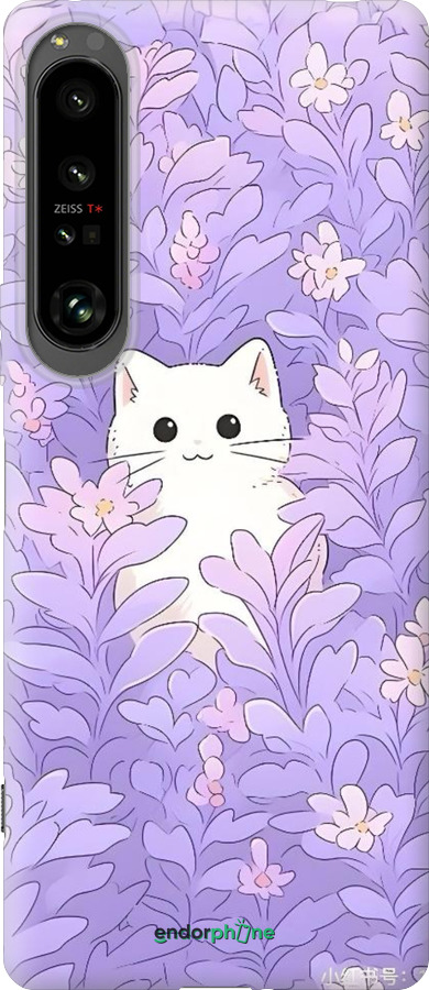 Силиконовый чехол Котик в цветах для Sony Xperia 1 IV - 6390u-2787 изображение 