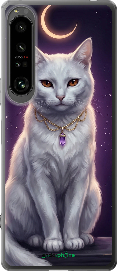 Силиконовый чехол Mystic White Cat Gothic Dark Purple Gold для Sony Xperia 1 IV - 6805u-2787 изображение 