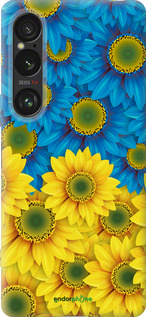 Силиконовый чехол Жёлто-голубые цветы для Sony Xperia 1 VI - 1048u-3975 изображение 