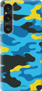 Силиконовый чехол Желто-голубой камуфляж для Sony Xperia 1 VI - 1084u-3975 изображение 