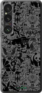 Силиконовый чехол Чёрно-серый стикер бомбинг для Sony Xperia 1 VI - 2432u-3975 изображение 