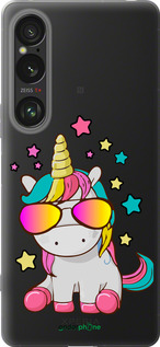 Силиконовый чехол Единорог в очках для Sony Xperia 1 VI - 4879u-3975 изображение 