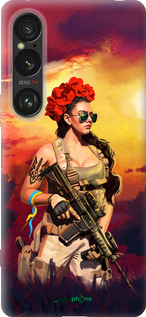 Силиконовый чехол Украинка с оружием для Sony Xperia 1 VI - 5316u-3975 изображение 