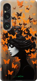 Силиконовый чехол Чехол для телефона Девушка с оранжевыми бабочками для Sony Xperia 1 VI - 5940u-3975 изображение 