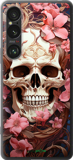 Силиконовый чехол Череп в розовых цветах для Sony Xperia 1 VI - 5965u-3975 изображение 