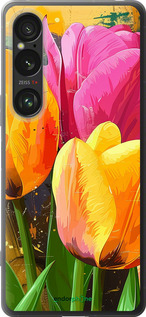 Силиконовый чехол 'Нарисованные тюльпаны' для Sony Xperia 1 VI изображение 1