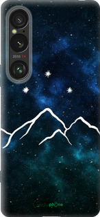 Силиконовый чехол Горы и звезды нарисованы на фоне галактики для Sony Xperia 1 VI - 6490u-3975 изображение 