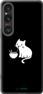 Силиконовый чехол С милым котом на черном фоне для Sony Xperia 1 VI - 6528u-3975 изображение 