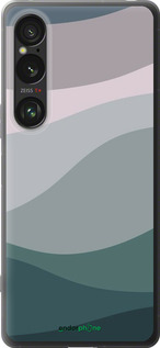 Силиконовый чехол С фиолетовым и бирюзовым ретро-стилем и волнами для Sony Xperia 1 VI - 6533u-3975 изображение 